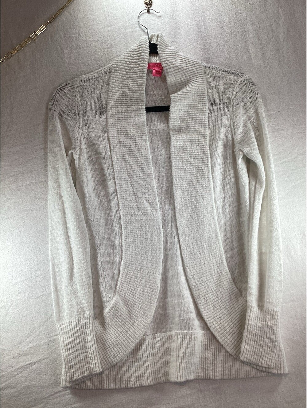 Lilly Pulitzer Women’s Amalie White Open Front Knit Long Sleeve Cardigan Sz XS